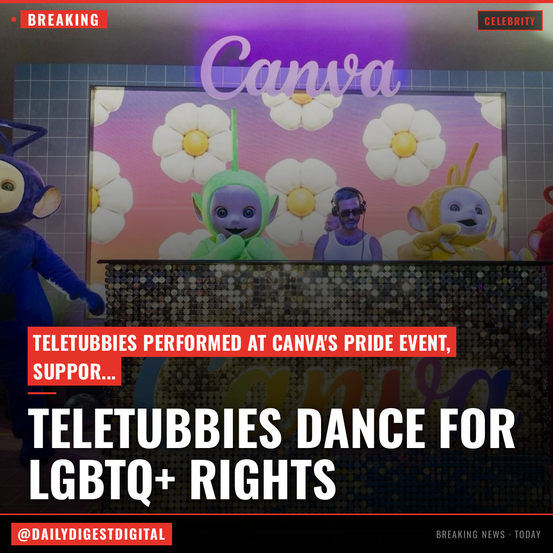 Teletubbies Dance for LGBTQ+ Rights at Canva Beach Pride Party at Cannes Lions