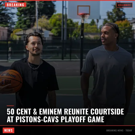 50 Cent & Eminem Reunite Courtside at Pistons-Cavs Playoff Game